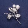 Sale! Brooch 'Branch with Majorca Pearls', silver-toned metal 43x52mm