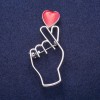 Sale! Brooch 'Symbol of Love' red enamel, silver-tone metal 25×57mm