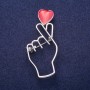 Sale! Brooch 'Symbol of Love' red enamel, silver-tone metal 25×57mm