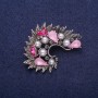 Sale! Accent Brooch with Pink Crystals and Pearls (named after), Silver-tone Metal 35×45 mm
