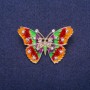 Sale! Butterfly Brooch with red and green enamel on yellow metal 4×3 cm