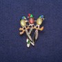 Sale! Parrot Brooch with Cat's Eye Cabochon, Gold-Tone Metal 30x39mm