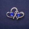 Sale! Crystal Heart Brooch, silver-colored metal 30x43 mm