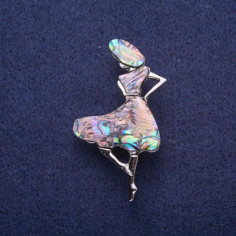 Sale! Madam Brooch with Halite, Silver-tone Metal 27×49 mm