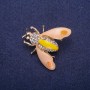 Sale! Butterfly Brooch with Enamel and Crystals, Golden Metal 35x35mm