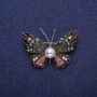 Sale! Butterfly Brooch with Pearl and Multicolored Rhinestones, Gold-Tone Metal 30×41 mm