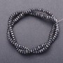 Natural stone hematite beads on thread, faceted rondelle, 3×6 mm, 38 cm length