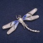 Sale! Dragonfly Brooch with Enamel and Crystal, Silver-Toned Metal 65x44mm