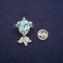 Sale! Fish Brooch with Haliotis Cabochon and Crystals, Silver Metal 19x28mm