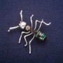 Sale! Ant Brooch with Enamel and Crystals, Silver-Tone Metal 44x45 mm