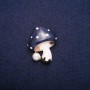 Sale! Mushroom Brooch with Blue Cap, 22×28 mm, Gold Metal Finish