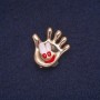Palm-shaped enamel brooch, gold-tone metal 24×25 mm