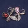 Sale! Flower in Crystals Brooch, Silver-Tone Metal 34x51mm