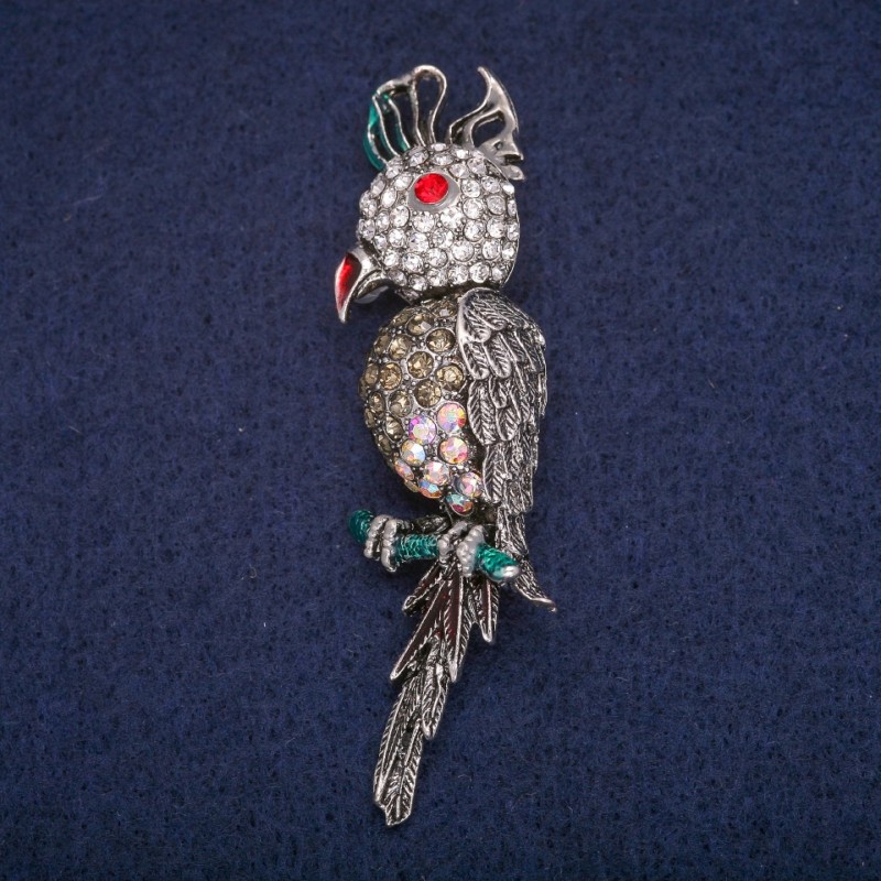 Sale! Cockatiel Brooch 7×1.5 cm Gray Metal