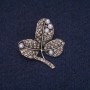 Sale! Leafy Branch Brooch with Majorca Pearls and White Crystals, Gray Metal 29x32mm