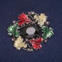 Sale! Brooch 'Leaves' with enamel and crystal, gray metal 39×43 mm