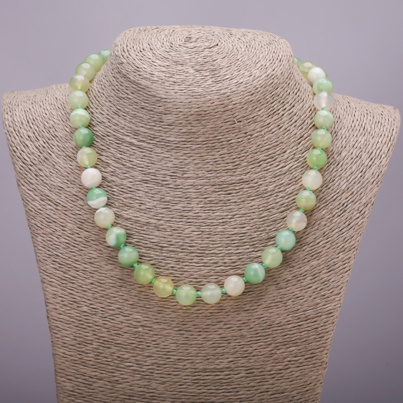 Natural Agate Bead Necklace, Smooth Beads, 10 mm Diameter (±), 45 cm Length