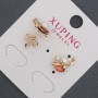 Xuping Stud Earrings with Red Crystals and Majorca, 8x13 mm diameter, 18K Gold Plating