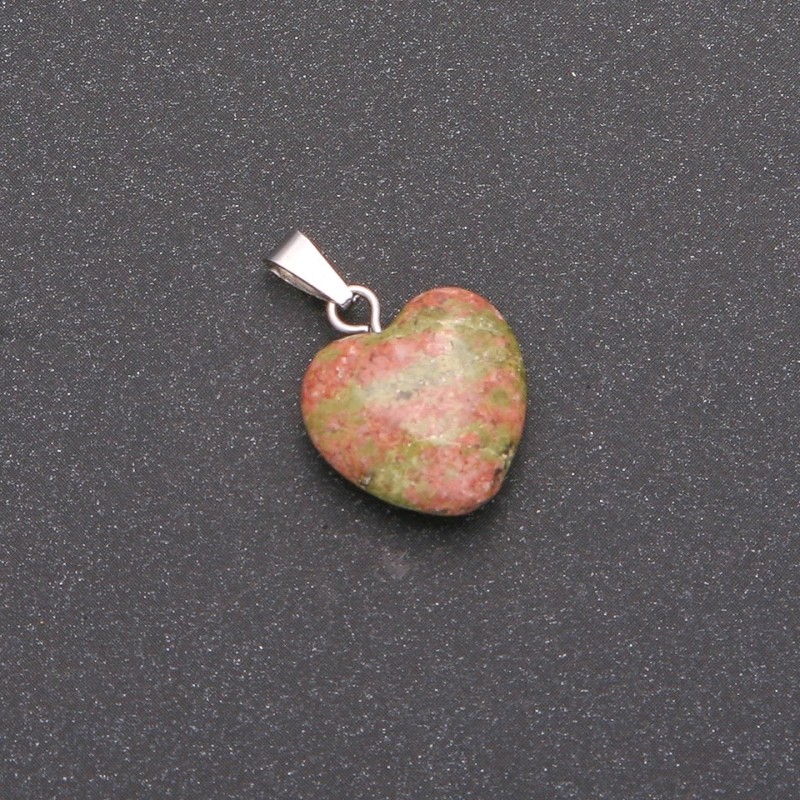 Heart Pendant with heliotrope jasper 14x14x23 mm