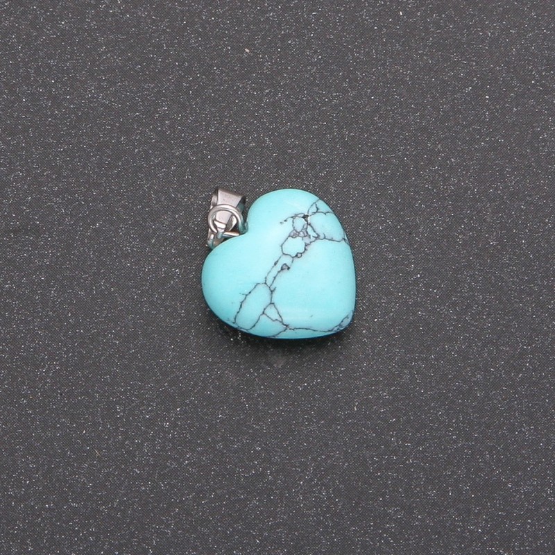 Pendant Heart Turquoise (artificial) green 14x14x23mm (single piece)