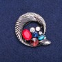 Sale! Round Brooch 'Circlet' with Rhinestones, woven into a beautiful composition, dark metal 45x50mm