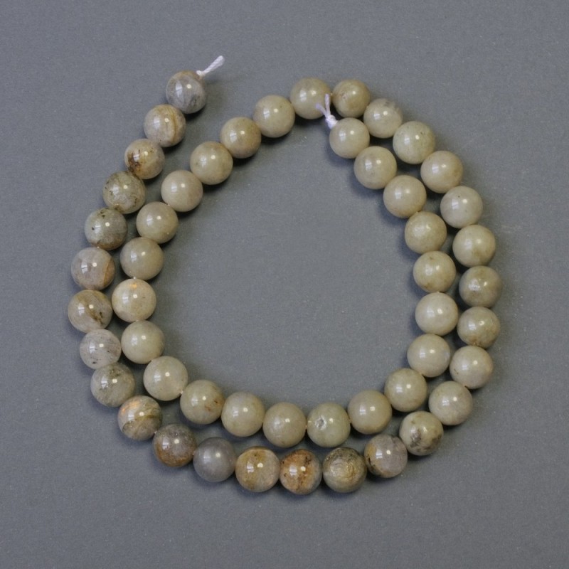 Labradorite natural stone beads, smooth round ball, 8 mm diameter (±), 38 cm length