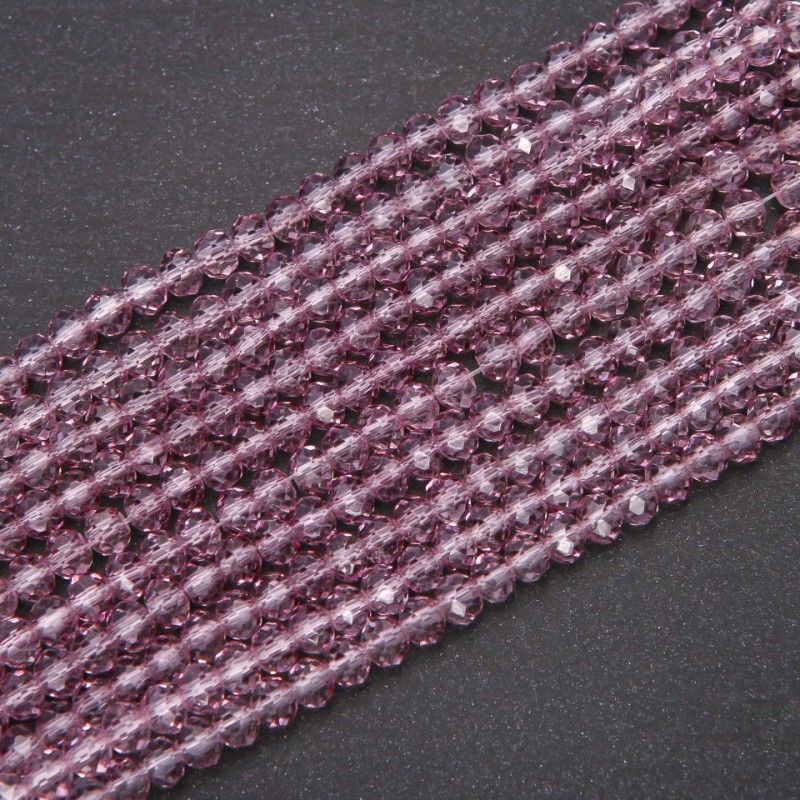 Beads Czech Crystal Transparent Lilac with Gasoline Iridescence Rondelle, 6x4.5 mm, 38 cm strand