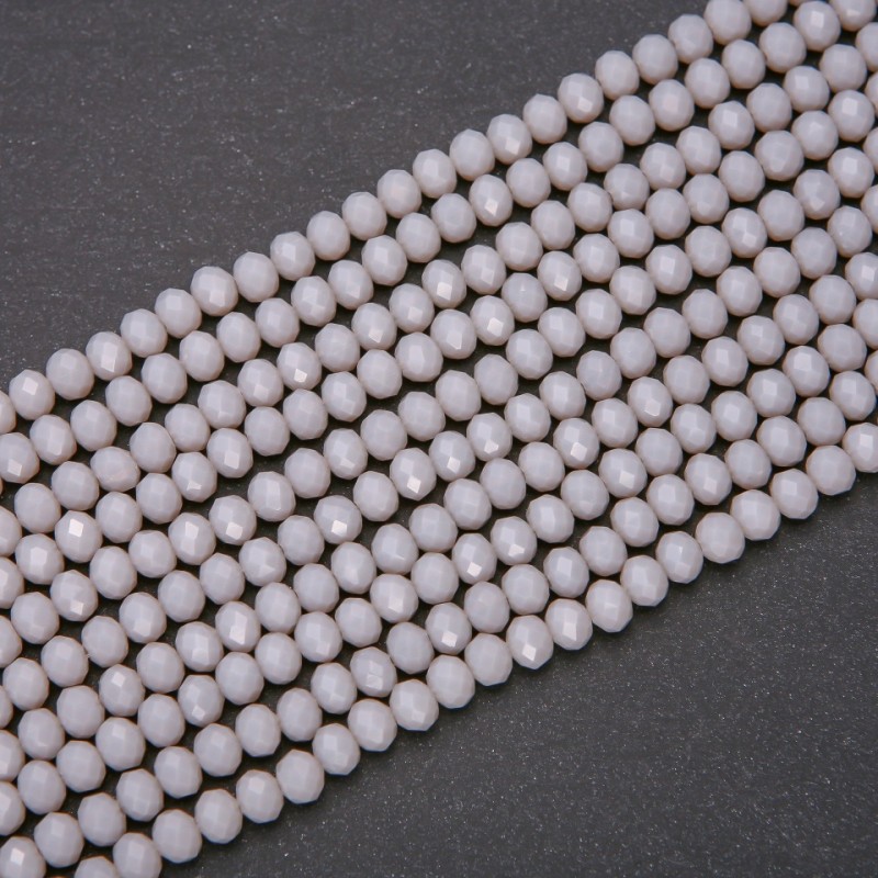 Beads Czech Crystal Matte Light Gray 'Rondelle', diameter 6x4.5 mm, 5 (+/-) mm strand length, 38 cm long