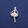 Sale! Ballerina Brooch with Abalone Mother-of-Pearl and Crystals, 23×44 mm, Silver-Tone Metal