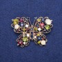 Sale! Butterfly Brooch with Crystals in Gold Tone Metal 39×54 mm