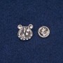 Brooch 'Lyre' with white crystals, silver-tone metal 17×15 mm +