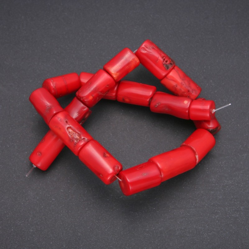Cylinder Coral Beads, Diameter 15x23 mm, Weight per Strand approx. 240 g (Price per 100 g)