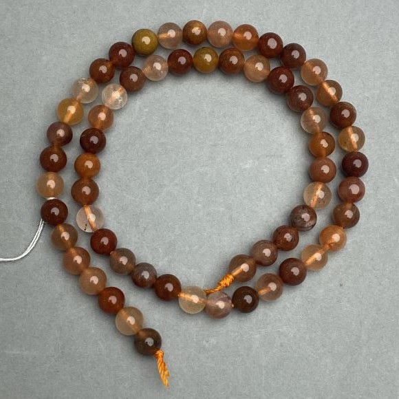 Rutilated Quartz Beads, smooth round beads, diameter 6 (+/-) mm, thread length 38 cm