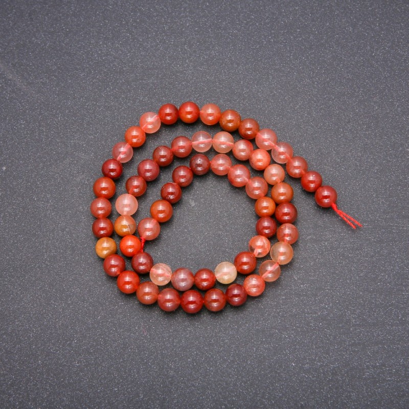 Natural stone beads, Red Rutile Quartz, smooth round bead, 6 mm diameter (±), 38 cm length