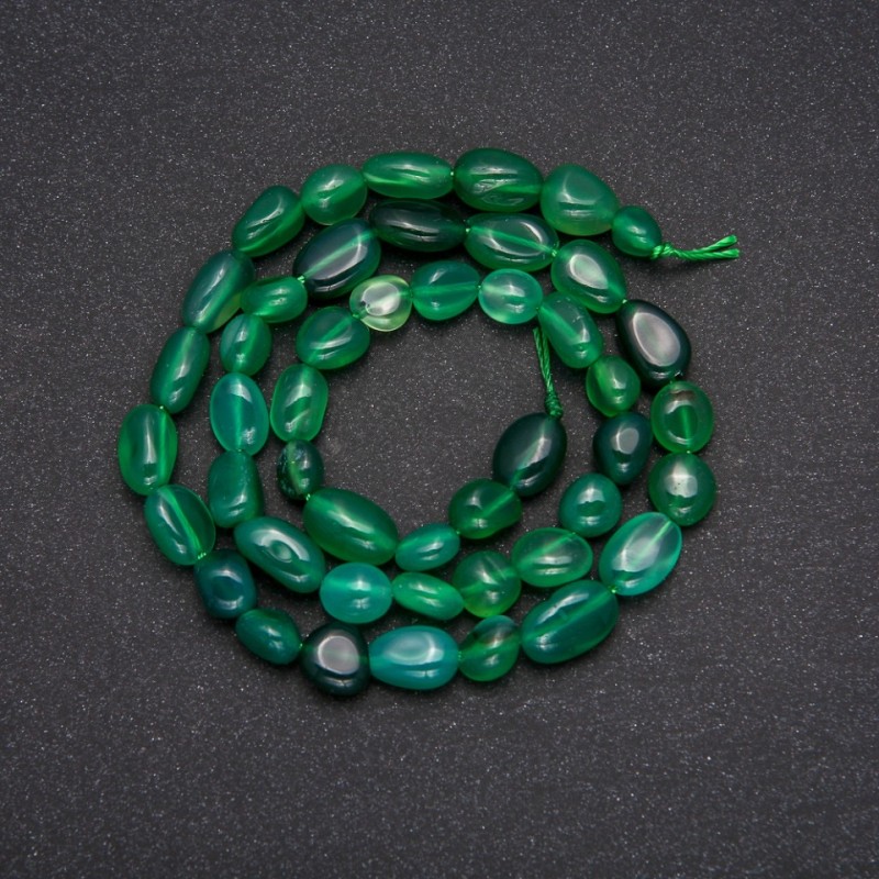 Faceted natural green agate beads, diameter 8x12 mm, length 38 cm