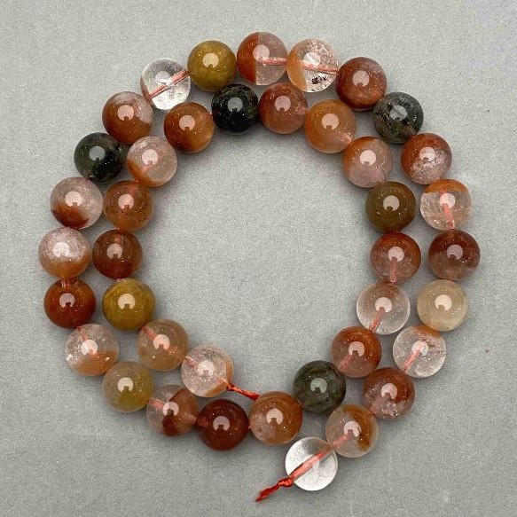 Natural stone rutile quartz beads - Assorted, smooth spheres, diameter 10 mm, length 38 cm