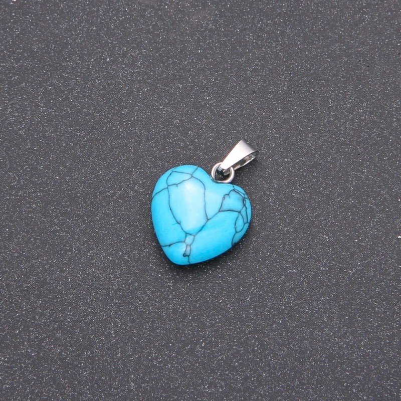 Pendant Heart Turquoise blue (artificial) 14x14x23 (+/-) mm