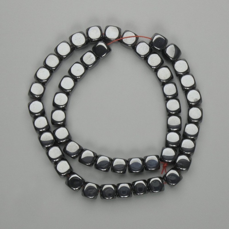 Hematite cube beads, 8x8 mm, length 40 cm
