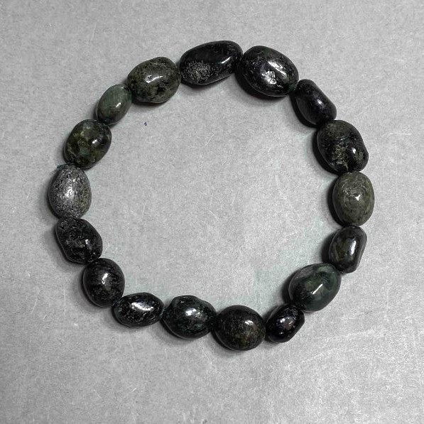 Seraphinite Natural Stone Bracelet on Elastic Cord, Faceted, 10–12 mm Diameter, 18 cm Length