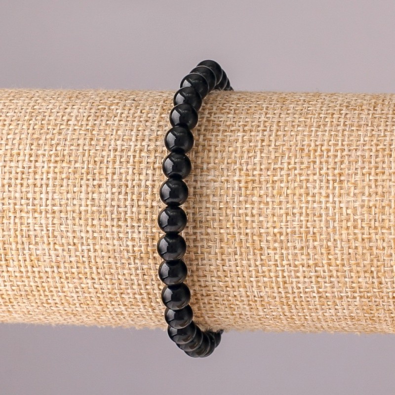 Synthetic Agate Bracelet on Elastic, Smooth Beads, 6 mm Diameter, 18 cm Circumference