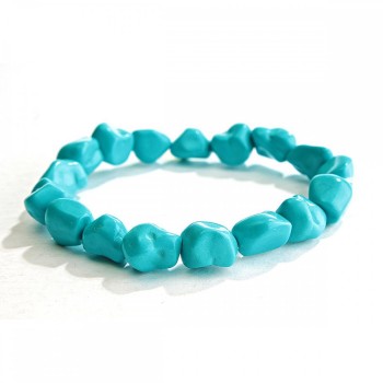 Bracelet on elastic light blue Turquoise (artificial) "tumbled"