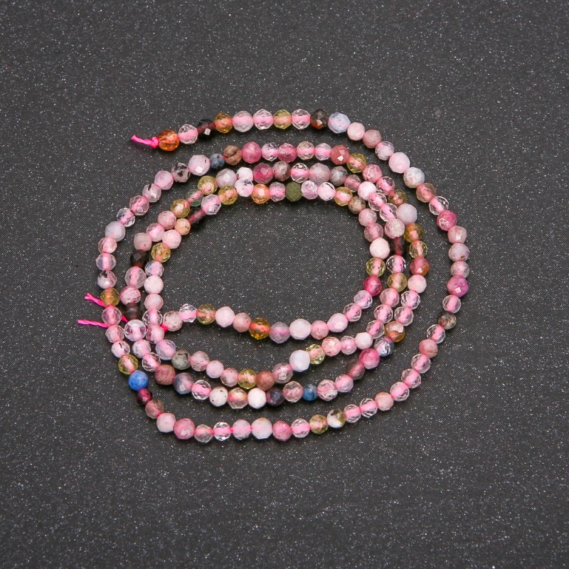 Beads on a String - Natural Stone Assortment - Faceted Bead, 2.5 mm Diameter, 38 cm Length