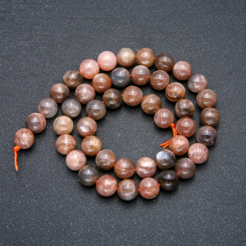 Beads on a thread, natural stone Selenite, smooth round beads, diameter 8.5 mm, length 39 cm