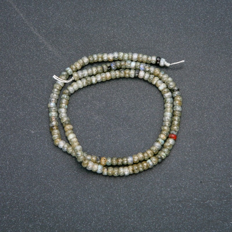 Natural Labradorite bead strand, faceted rondel, diameter 4×2.5 mm, length 39 cm +
