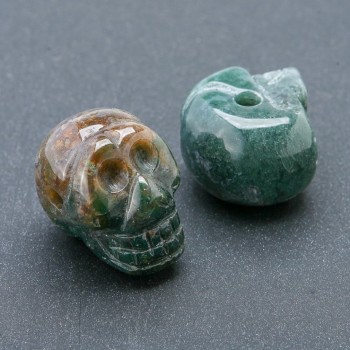 Bead "Skull" from Green Jasper 25×19 mm