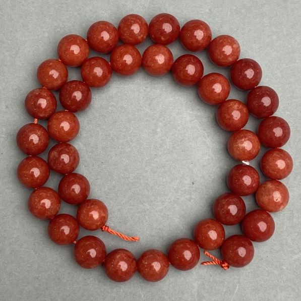Red Jasper Beads (single) smooth ball, diameter 10mm, thread 38cm +