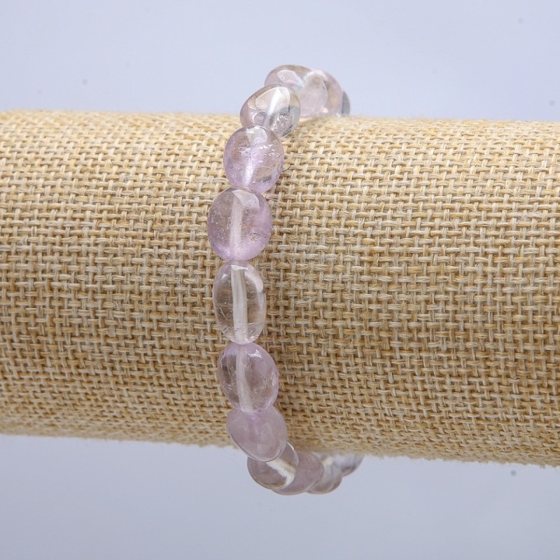 Elastic bracelet made of natural amethyst — faceted beads, bead diameter 10×8 mm, circumference 18 cm +