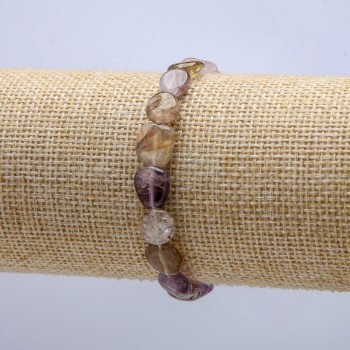 Elastic bracelet with natural amethyst cabochons, 8x10 mm, 18 cm circumference +
