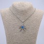 Pendant 'Hemp Leaf with Dragon Eye' 38×55 mm on a chain, length 65 cm, color: Silvery metal