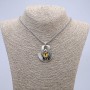 Pendant \"Dragon Eye\" in a bezel setting, 43×35 mm, on a chain, length 70 cm, silver-colored metal